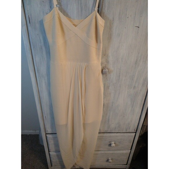 Bebe bodycon maxi sheer dress Md cream summer Sexy City Boho - Picture 7 of 12